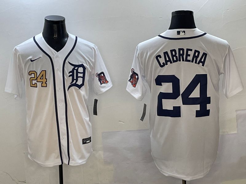Men Detroit Tigers #24 Cabrera White Game 2025 Nike MLB Jersey style 4